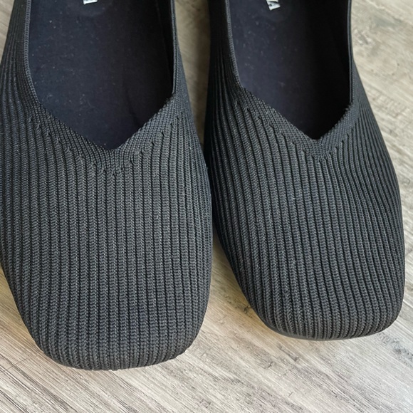 VIVAIA Margot 2.0 Square-Toe V Cut Flats Ribbed Texture Ballet Flats Black SZ 10 - Picture 8 of 16